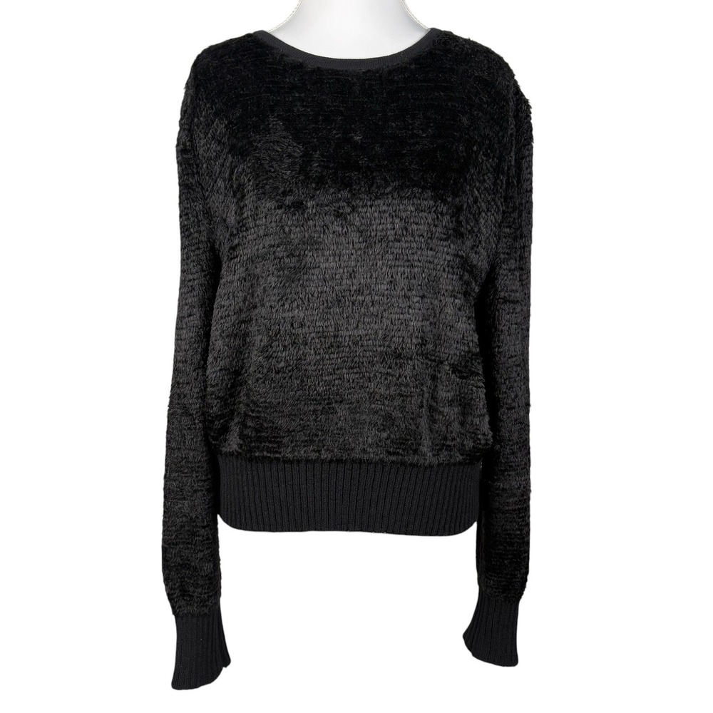 St. John Sport‎ Chenille Sweater Womens L Black Knit Pullover Vintage Y2K